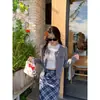 Chaqueta cárdigan suéter azul para mujer, top de punto, estilo coreano nuevo primavera y otoño 2026, atuendo de otoño e invierno, top inspirado en Chanel