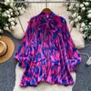 Camisa Estilo Dulce Francés con Estampado Floral para Mujer, Otoño 2026, Cárdigan Holgado Retro Maduro, Top para el Trabajo
