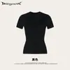 Novedades Primavera y Verano Street Madness: Camiseta de Manga Corta Ajustada de Alta Elasticidad Estilo Europeo y Americano para Mujer, Adecuada para Uso Diario Casual.