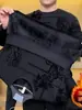 Sudadera de Manga Larga de Terciopelo 2025 Nueva para Hombre de Cuello Redondo para Jóvenes y Personas de Mediana Edad Top Holgado Base 1/2 Piezas