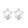 Pendientes Cuadrados de Plata de Ley S925 con Forma de Estrella Pequeños y Exquisitos Huecos Pentagonales con Diamante Brillante Pendientes Lindos Pendientes Simples Versátiles