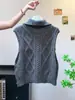 Chaleco de punto de cuello alto gris oscuro para mujer, otoño e invierno 2026, sofisticado, chaleco suéter reversible por ambos lados, top para superponer