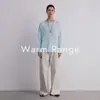 Hong Kong e American Apparel/2026 Primavera Cedo Malha de Mistura de Linho Gola Redonda Manga Longa Camiseta Tricô Proteção Solar Vazado Top Cover-Up para Mulheres