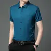 Camisas de Manga Corta para Hombre de Verano, Color Sólido, Sin Planchar, Camisas Casuales para Hombre, Transpirables, Anti-Arrugas, Camisas Simples para Hombre, Dropshipping