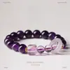 Pulsera de Amatista Natural para Mujer, Nueve Llamas Moradas, Regalo de Cumpleaños de Uruguay, Cubo de Azúcar