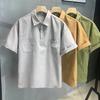 Verano Nuevo Color Sólido Bolsillo Jersey Manga Corta Camiseta de Hombre Marca de Moda Solapa Japonesa Holgada Herramientas Camiseta Top Ropa