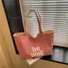 Bolsa Tote Listrada Grande Capacidade Estilo Coreano Comércio Exterior Moda Simples Casual Bolsa de Ombro Simples Bolsa de Lona Estilo Coreano para Mulheres