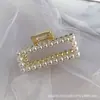 Pasador de Perlas para Mujer Clip de Lazo Estilo Coreano Pinza de Tiburón para la Parte Trasera de la Cabeza Accesorios Metálicos Grandes y Simples para el Cabello