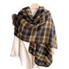 Novo estilo Chanel estilo elegante estilo coreano borda xadrez cachecol feminino inverno quente engrossado contraste cor cashmere xale