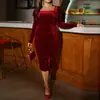 Roupas Femininas Plus Size Europeias e Americanas Transfronteiriças da Amazon, Vestido Elegante Vinho, Vestido Elegante de Meio Comprimento para Primavera e Verão