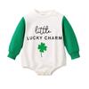 Ropa Triangular Blanca con Estampado de Letras y Trébol de Cuatro Hojas Verde para Bebé, de Manga Larga, para Primavera, Verano y Otoño