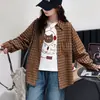 Camisa xadrez vintage de outono para meninas transfronteiriças 2026 nova jaqueta de camisa de algodão puro estilo casual infantil para crianças mais velhas