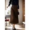 Falda nueva de invierno suelta adelgazante cintura elástica falda elegante de moda combinable abertura trasera falda de lana ajustada