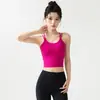 Top de tirantes cruzados en la espalda para yoga con almohadillas en el pecho, sensación de segunda piel, soporte cómodo, para correr, entrenamiento, ropa exterior, capa base, camisola