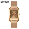 Reloj de Marca Sanda Reloj de Mujer Moda Retro Reloj de Mujer Impermeable Temperamento Cuadrado Personalidad Simple Cuarzo Reloj de Mujer