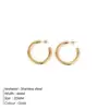 Pendientes de Aro Abierto de Acero Inoxidable Estilo Europeo y Americano para Mujer, Diseño de Tubo Grueso de Alta Gama, Simples y Versátiles, Pendientes que No se Desvanecen, Al por Mayor en Stock