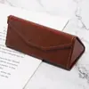 Estuche plegable para gafas hecho a mano imitación piel de becerro con línea de prensa estuche para gafas ópticas gafas de sol estuche para gafas resistente a la presión venta al por mayor logo imprimible