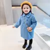 Abrigo de invierno para niños estilo coreano 2026, de longitud media a larga, para niñas, acolchado y engrosado, abrigo de lana de doble botonadura, al por mayor