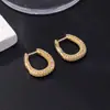 Aretes de Clip U de Moda Coreanos y Japoneses para Mujer, Pendientes Minimalistas de Zirconia con Diamantes Completos y un Diseño Genial y Elegante