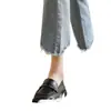 Zapatos de Mujer Talla Grande 35-43, Zapatos Pequeños de Cuero Negro de Cuero Suave Genuino, Nuevos Mocasines Estilo Británico Primavera y Verano Jk, Zapatos Planos