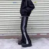 Pantalones Deportivos Rayados Desestructurados Clásicos Americanos para Hombre, Pierna Recta Holgada, Nuevos Pantalones Casuales de Pierna Ancha hasta el Suelo para Primavera y Otoño