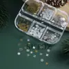 Estuche de 6 cajas de láminas metálicas para decoración de uñas con copos de nieve, escamas de copo de nieve doradas y plateadas, para una manicura con ambiente navideño y de Año Nuevo