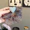 Elástico de Cabelo Vintage de Organza Plissada com Babados em Formato de Coração, Tiara Fofa para Cabelo Meio Preso na Parte de Trás da Cabeça, Acessório de Cabelo Versátil para Meninas