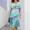2024 comércio exterior transfronteiriço nova roupa feminina fera marinha impressão digital 3D verão elegante manga curta saia moda venda quente explosão