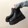 Botines Chelsea de suela gruesa, nueva colección otoño/invierno 2026 para mujer, botines de moda con forro de felpa, botines de estilo británico, botines que realzan la altura