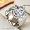 Bestseller transfronterizo: anillo ancho martillado de textura vintage, sensación de nicho de alta gama, anillo de joyería de zirconia ovalada extragrande