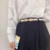Cinturón Ajustable con Hebilla Mate sin Perforaciones Falda de Mujer con Vestido con Adorno Cinturón Negro Delgado con Camisa