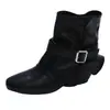 Fivela de Cinto Retro OJRZ Botas de Cano Curto Plissadas 2026 Aumento de Altura Oculto Feminino Botas Versáteis Emagrecedoras Outono Inverno Botas Cavaleiro Maillard