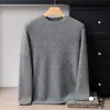 100% Caxemira Outono 2026 Manga Longa Gola Redonda Masculino Malha 7 Fios Dupla Camada Espessada Moda Versátil Casual Estilo Simples