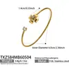 Moda europea y americana 5A circonita doble capa corazón flor collar, pulsera, pendientes, anillo abierto minimalista, set de brazaletes