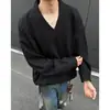 Primavera de 2026 Novo Suéter Masculino Estilo Hong Kong Tamanho Grande Gola V Listras Finas Mais Fácil de Combinar Top Casual Cor Sólida