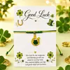 Calle. Pulsera de la Suerte para el Día de San Patricio Trébol de Cuatro Hojas Colgante de Aleación de Buena Suerte Pulsera Ajustable