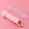Productos sexuales al por mayor con manga extendida espinosa maza para hombre con forma de bola cubierta de cristal transparente gruesa extendida cubierta transparente para el pene