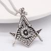 Personalidad Europea y Americana Retro Colgante Masónico de Diamante Collar de Acero Titanio para Hombre Joyería para Ropa Accesorios Colgantes Cadena de Lana