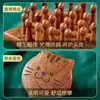 Pente de Sândalo Dourado Natural com 8 Dentes para Cabeça, Raspador Corporal Multifuncional, Escova para Terapia Capilar, Massagem de Meridianos, Pente para Cabelos Cacheados