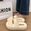 Pantuflas de Algodón de Suela Gruesa para Exteriores con Forro de Lana de Cordero y una Correa 2026 Moda de Invierno Versátiles Cálidas con Punta Abierta y Forro de Felpa para Mujer