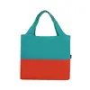 Nueva Bolsa de Compras Plegable de Gran Capacidad, Ultraligera, Bloques de Color, Bolso de Hombro Moderno y de Moda, Bolsa de Mano para Compras en el Supermercado