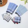Pañuelo de Algodón Puro de Venta Caliente Transfronteriza de 40 cm Unisex Todo Algodón Absorbente de Agua Toalla de Mano para Secar el Sudor Pañuelo de Cuadros Nostálgico a la Antigua