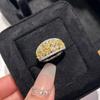 Anillo antiguo vintage de lujo con microincrustaciones de diamantes de alto carbono y burbuja naranja en plata esterlina S925.