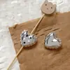 Cuentas Sueltas de Acrílico Y2K Corazón Plateado Estrella Lazo Cuentas Sueltas Material para Pulsera Collar Hecho a Mano DIY
