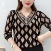Camiseta de Malha forrada com lã Feminina Outono e Inverno Manga Longa plus size menina gordinha Top Versátil Estilo Ocidental Camiseta Pequena Quente Renda Camiseta Base