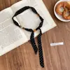 ¡Muy Especial! Collar de Bufanda de Seda con Cuentas de Madera de Lunares Diseño de Nicho para Mujer Cadena Decorativa para Suéter Exquisitos Accesorios de Vestir