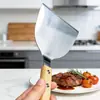 Espátula de cocina de acero inoxidable con mango de madera de haya, espátula para freír bistecs, espátula para teppanyaki y panqueques, espátula de mano para panqueques, espátula para bistecs