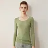 Suéter de Lana de Punto Fino 2026 Otoño Nuevo para Mujer Cuello Redondo Bajo Ajustado Camiseta Básica Suéter Delgado de Merino Suéter Cálido