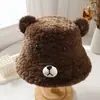 Chapéu de Pescador Feminino Outono e Inverno Novo Estilo Desenho Animado Ragdoll Moda Rosto Exposto Pequeno Chapéu de Bacia Recheado Chapéu Quente à Prova de Frio