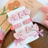 8 piezas Nuevo lazo de tela rosa dulce de rosa pinza para el pelo de niños par de pinzas de corazón rosa para niña accesorios para el pelo